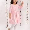 Vastramay Girls' Chikankari Cotton Kurta And Leggings Set 2 Vastramay Girls' Chikankari Cotton Kurta And Leggings Set