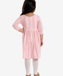 Vastramay Girls' Chikankari Cotton Kurta And Leggings Set