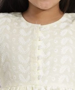 Vastramay Yellow Pure Cotton Chikankari Siblings Set