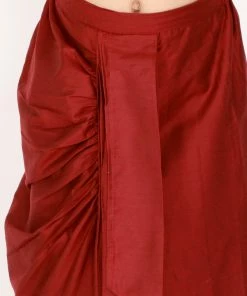 Vastramay Girl's Maroon Draped Skirt With Crop Top Girls 13 Vastramay Girl's Maroon Draped Skirt With Crop Top Girls