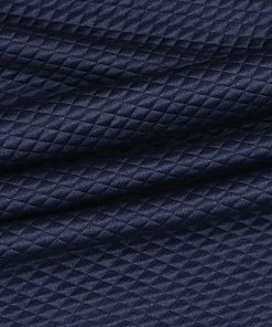 Vastramay Checks Navy Blue Quilted Fabric