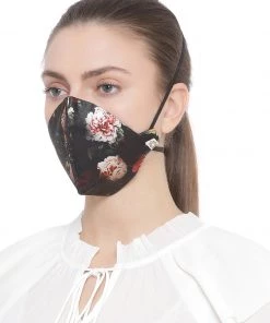 Vastramay Unisex 3-Ply Floral Printed Reusable Anti-Pollution, Comfortable Masks In Black - Pack Of 1 Rakhi