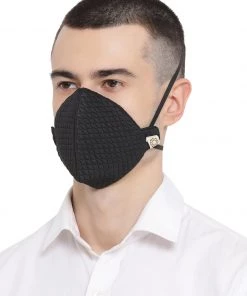 Vastramay Unisex 3-Ply Quilted Reusable Anti-Pollution, Comfortable Masks In Black - Pack Of 1 Rakhi
