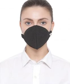 Vastramay Unisex 3-Ply Quilted Reusable Anti-Pollution, Comfortable Masks In Black - Pack Of 1 Rakhi