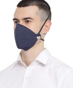 Vastramay Unisex 3-Ply Quilted Reusable Anti-Pollution, Comfortable Masks In Navy Blue - Pack Of 1 Rakhi