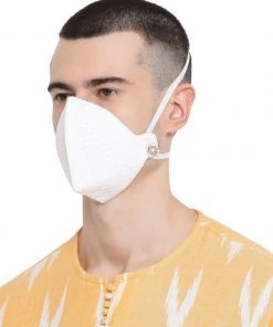 Vastramay Unisex 3-Ply Quilted Reusable Anti-Pollution, Comfortable Masks In White - Pack Of 1