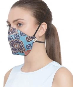 Vastramay Unisex 3-Ply Abstract Printed Reusable Anti-Pollution, Comfortable Masks In Blue - Pack Of 1 Rakhi