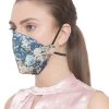Vastramay Unisex 3-Ply Floral Print On Embroidered Base Reusable Anti-Pollution, Comfortable Masks In Blue - Pack Of 1