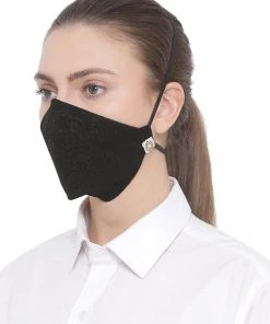 Vastramay Unisex 3-Ply Imported Self Design Reusable Anti-Pollution, Comfortable Masks In Black - Pack Of 1