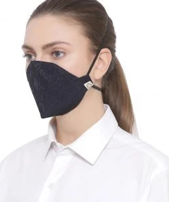Vastramay Unisex 3-Ply Imported Self Design Reusable Anti-Pollution, Comfortable Masks In Navy Blue - Pack Of 1