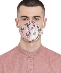 VASTRAMAY Unisex 3-Ply Floral Printed Reusable Anti-Pollution, Comfortable In Pink - Pack Of 1 Rakhi