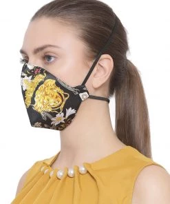 VASTRAMAY Rakhi Unisex 3-Ply Abstract Printed Reusable Anti-Pollution, Comfortable Masks In Black - Pack Of 1