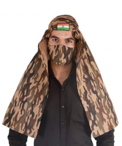 Vastramay Unisex 2-Ply Camouflage Reusable, Ear Loop Cotton Narendra Modi Style Mask And Scarf Combo Rakhi