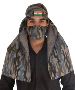 Vastramay Unisex 2-Ply Camouflage Reusable, Ear Loop Cotton Narendra Modi Style Mask And Scarf Combo