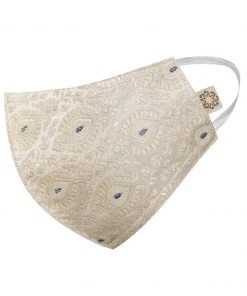 Sangeet / Tilak Vastramay Unisex 3 -Ply Banarasi Brocade Reusable Anti-Pollution Comfortable Half Face, Ear Loop Cotton Wellness Mask