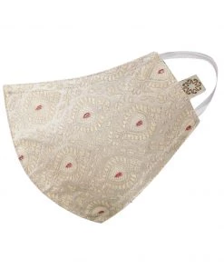 Vastramay Unisex 3 -Ply Banarasi Brocade Reusable Anti-Pollution Comfortable Half Face, Ear Loop Cotton Wellness Mask Rakhi