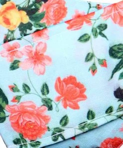 Vastramay Floral Printed Reusable Anti-Pollution, Cotton Dori Ear Loop And Choti Plus Tassels Style Wellness Mask In Green With A Natural Fibre Potli Bag - Pack Of 1