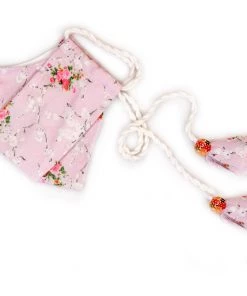 Rakhi Vastramay Floral Printed Reusable Anti-Pollution, Cotton Dori Ear Loop And Choti Plus Tassels Style Wellness Mask In Pink With A Natural Fibre Potli Bag - Pack Of 1