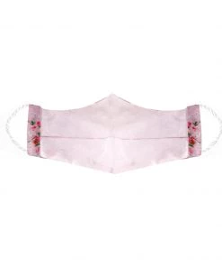 Rakhi Vastramay Floral Printed Reusable Anti-Pollution, Cotton Dori Ear Loop And Choti Plus Tassels Style Wellness Mask In Pink With A Natural Fibre Potli Bag - Pack Of 1