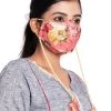 Vastramay Floral Printed Reusable Anti-Pollution, Cotton Dori Ear Loop And Choti Plus Tassels Style Wellness Mask In Pink With A Natural Fibre Potli Bag - Pack Of 1