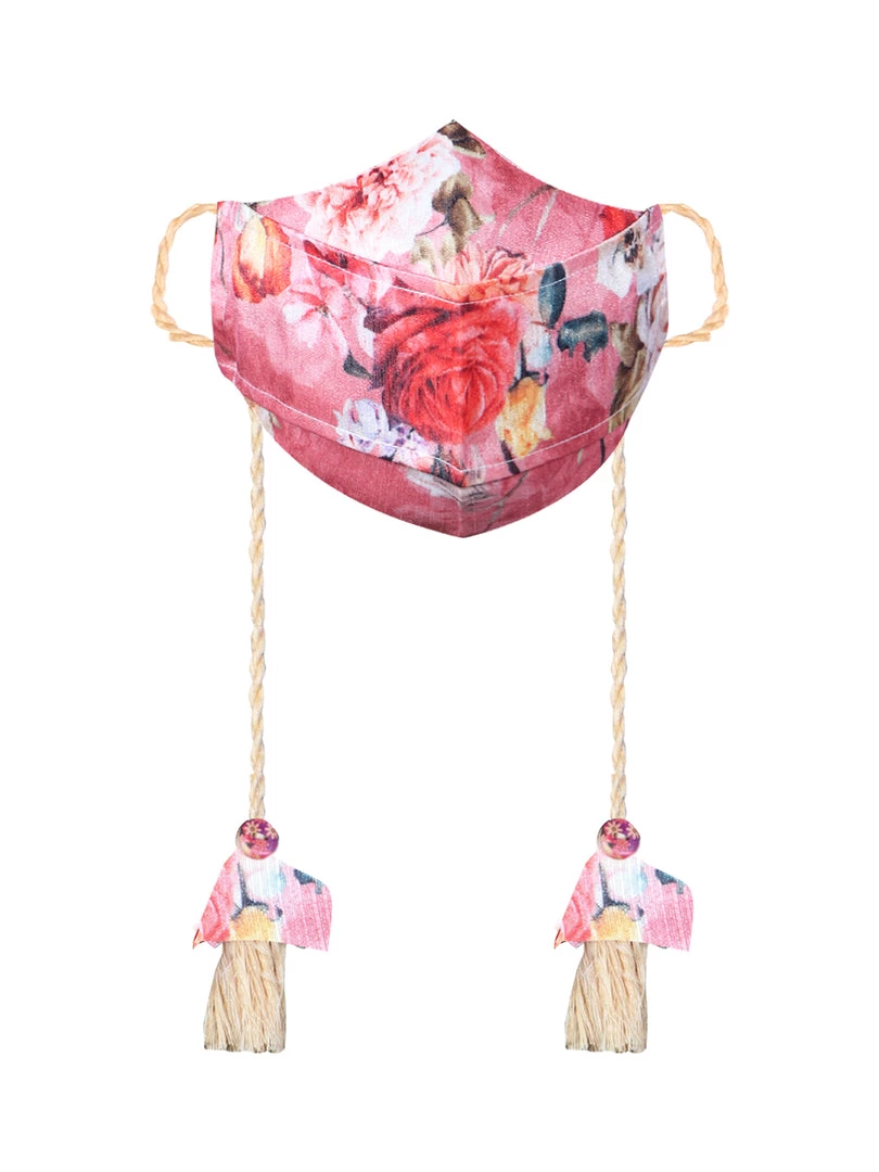 Vastramay Floral Printed Reusable Anti-Pollution, Cotton Dori Ear Loop And Choti Plus Tassels Style Wellness Mask In Pink With A Natural Fibre Potli Bag - Pack Of 1 4 Vastramay Floral Printed Reusable Anti-Pollution, Cotton Dori Ear Loop And Choti Plus Tassels Style Wellness Mask In Pink With A Natural Fibre Potli Bag - Pack Of 1