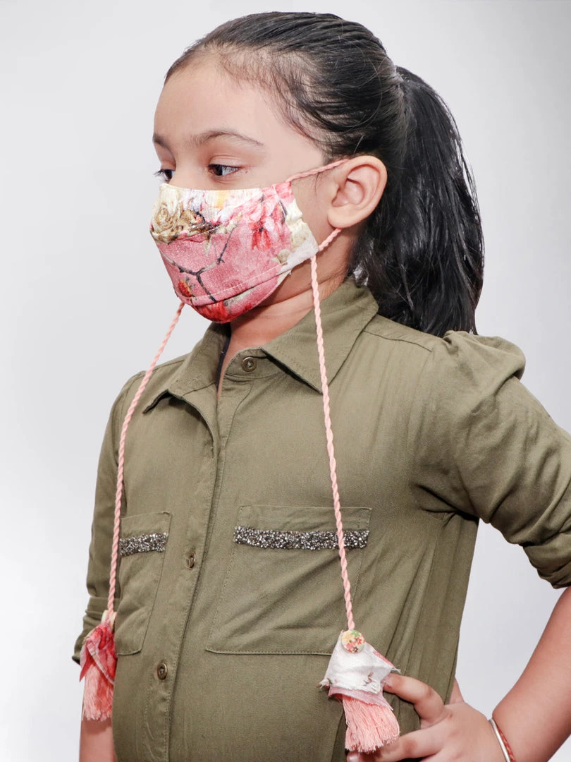 Vastramay Floral Printed Reusable Anti-Pollution, Cotton Dori Ear Loop And Choti Plus Tassels Style Wellness Mask In Pink With A Natural Fibre Potli Bag - Pack Of 1 9 Vastramay Floral Printed Reusable Anti-Pollution, Cotton Dori Ear Loop And Choti Plus Tassels Style Wellness Mask In Pink With A Natural Fibre Potli Bag - Pack Of 1