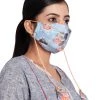 Rakhi Vastramay Floral Printed Reusable Anti-Pollution, Cotton Dori Ear Loop And Choti Plus Tassels Style Wellness Mask In Blue With A Natural Fibre Potli Bag - Pack Of 1