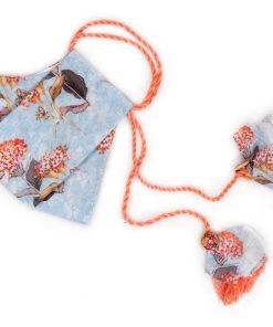 Rakhi Vastramay Floral Printed Reusable Anti-Pollution, Cotton Dori Ear Loop And Choti Plus Tassels Style Wellness Mask In Blue With A Natural Fibre Potli Bag - Pack Of 1