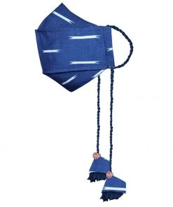 Vastramay Ikkat Printed Reusable Anti-Pollution, Cotton Dori Ear Loop And Choti Plus Tassels Style Wellness Mask In Blue With A Natural Fibre Potli Bag - Pack Of 1 12 Vastramay Ikkat Printed Reusable Anti-Pollution, Cotton Dori Ear Loop And Choti Plus Tassels Style Wellness Mask In Blue With A Natural Fibre Potli Bag - Pack Of 1