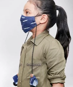 Vastramay Ikkat Printed Reusable Anti-Pollution, Cotton Dori Ear Loop And Choti Plus Tassels Style Wellness Mask In Blue With A Natural Fibre Potli Bag - Pack Of 1 16 Vastramay Ikkat Printed Reusable Anti-Pollution, Cotton Dori Ear Loop And Choti Plus Tassels Style Wellness Mask In Blue With A Natural Fibre Potli Bag - Pack Of 1