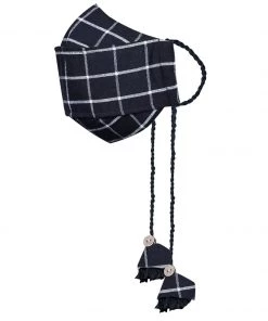 Vastramay Checkered Reusable Anti-Pollution, Cotton Dori Ear Loop And Choti Plus Tassels Style Wellness Mask In Black With A Natural Fibre Potli Bag - Pack Of 1 12 Vastramay Checkered Reusable Anti-Pollution, Cotton Dori Ear Loop And Choti Plus Tassels Style Wellness Mask In Black With A Natural Fibre Potli Bag - Pack Of 1