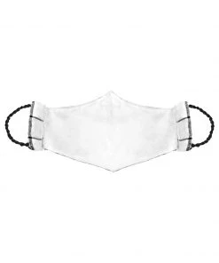 Vastramay Checkered Reusable Anti-Pollution, Cotton Dori Ear Loop And Choti Plus Tassels Style Wellness Mask In White With A Natural Fibre Potli Bag - Pack Of 1