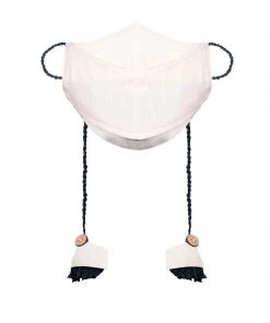 Rakhi Vastramay Self Design Reusable Anti-Pollution, Cotton Dori Ear Loop And Choti Plus Tassels Style Wellness Mask In Beige With A Natural Fibre Potli Bag - Pack Of 1