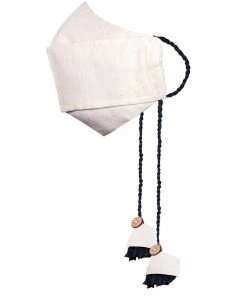 Rakhi Vastramay Self Design Reusable Anti-Pollution, Cotton Dori Ear Loop And Choti Plus Tassels Style Wellness Mask In Beige With A Natural Fibre Potli Bag - Pack Of 1