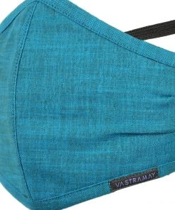 Rakhi Vastramay Unisex 3 -Ply Solid Reusable Anti-Pollution, Comfortable Large Coverage With Head Band Wellness Biker Masks In Turquoise Blue - Pack Of 1
