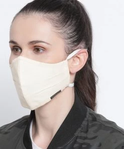 Vastramay Unisex 3 -Ply Solid Reusable Anti-Pollution, Comfortable Large Coverage With Head Band Wellness Biker Masks In Cream - Pack Of 1