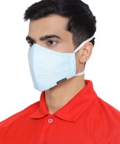 Rakhi Vastramay Unisex 3 -Ply Solid Reusable Anti-Pollution, Comfortable Large Coverage With Head Band Wellness Biker Masks In Light Blue - Pack Of 1