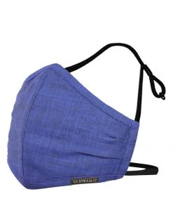 Rakhi Vastramay Unisex 3 -Ply Solid Reusable Anti-Pollution, Comfortable Large Coverage With Head Band Wellness Biker Masks In Blue - Pack Of 1