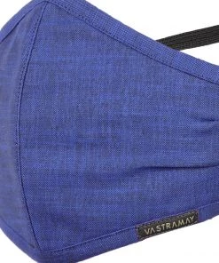 Rakhi Vastramay Unisex 3 -Ply Solid Reusable Anti-Pollution, Comfortable Large Coverage With Head Band Wellness Biker Masks In Blue - Pack Of 1
