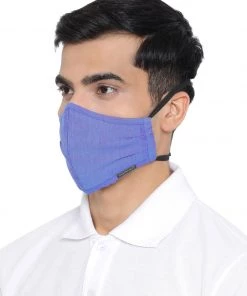 Rakhi Vastramay Unisex 3 -Ply Solid Reusable Anti-Pollution, Comfortable Large Coverage With Head Band Wellness Biker Masks In Blue - Pack Of 1