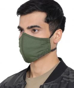 Vastramay Unisex 3 -Ply Solid Reusable Anti-Pollution, Comfortable Large Coverage With Head Band Wellness Biker Masks In Green - Pack Of 1
