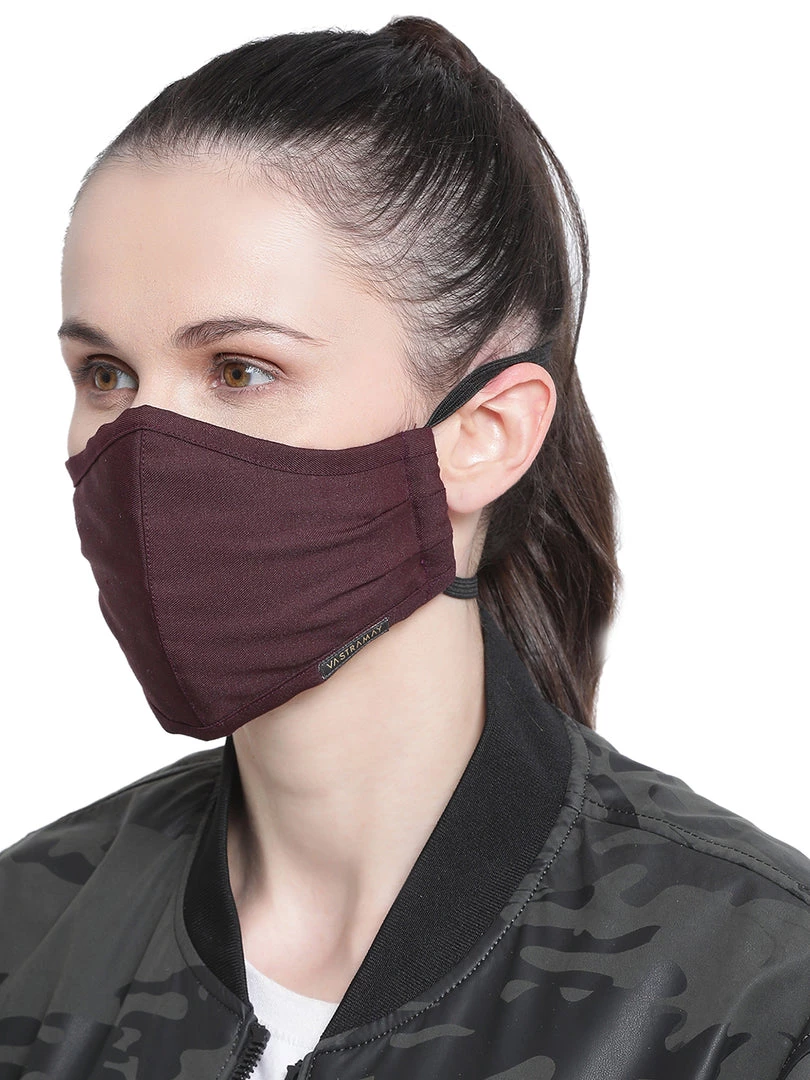 Vastramay Unisex 3 -Ply Solid Reusable Anti-Pollution, Comfortable Large Coverage With Head Band Wellness Biker Masks In Burgundy - Pack Of 1 Rakhi 3 Vastramay Unisex 3 -Ply Solid Reusable Anti-Pollution, Comfortable Large Coverage With Head Band Wellness Biker Masks In Burgundy - Pack Of 1 Rakhi