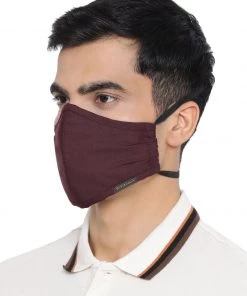 Vastramay Unisex 3 -Ply Solid Reusable Anti-Pollution, Comfortable Large Coverage With Head Band Wellness Biker Masks In Burgundy - Pack Of 1 Rakhi