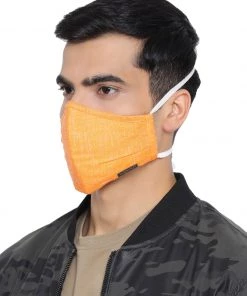 Vastramay Unisex 3 -Ply Solid Reusable Anti-Pollution, Comfortable Large Coverage With Head Band Wellness Biker Masks In Orange - Pack Of 1 Rakhi