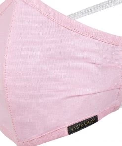 Vastramay Unisex 3 -Ply Solid Reusable Anti-Pollution, Comfortable Large Coverage With Head Band Wellness Biker Masks In Light Pink - Pack Of 1
