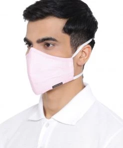 Vastramay Unisex 3 -Ply Solid Reusable Anti-Pollution, Comfortable Large Coverage With Head Band Wellness Biker Masks In Light Pink - Pack Of 1