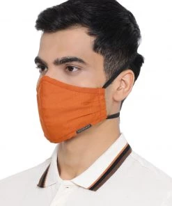 Rakhi Vastramay Unisex 3 -Ply Solid Reusable Anti-Pollution, Comfortable Large Coverage With Head Band Wellness Biker Masks In Orange - Pack Of 1