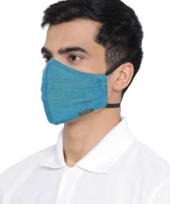 Vastramay Unisex 3 -Ply Solid Reusable Anti-Pollution, Comfortable Large Coverage With Head Band Wellness Biker Masks In Blue - Pack Of 1