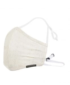 Vastramay Unisex 3 -Ply Solid Reusable Anti-Pollution, Comfortable Large Coverage With Head Band Wellness Biker Masks In Off White - Pack Of 1