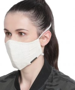 Vastramay Unisex 3 -Ply Solid Reusable Anti-Pollution, Comfortable Large Coverage With Head Band Wellness Biker Masks In Off White - Pack Of 1
